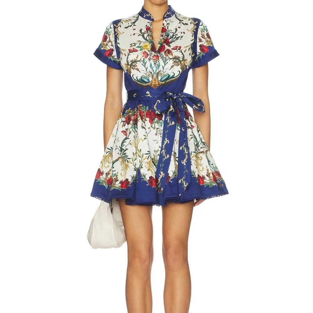 Alice + Olivia Lucy Mini Shirt Dress with tie belt Size 6 Gilded Rose - Picture 1 of 2